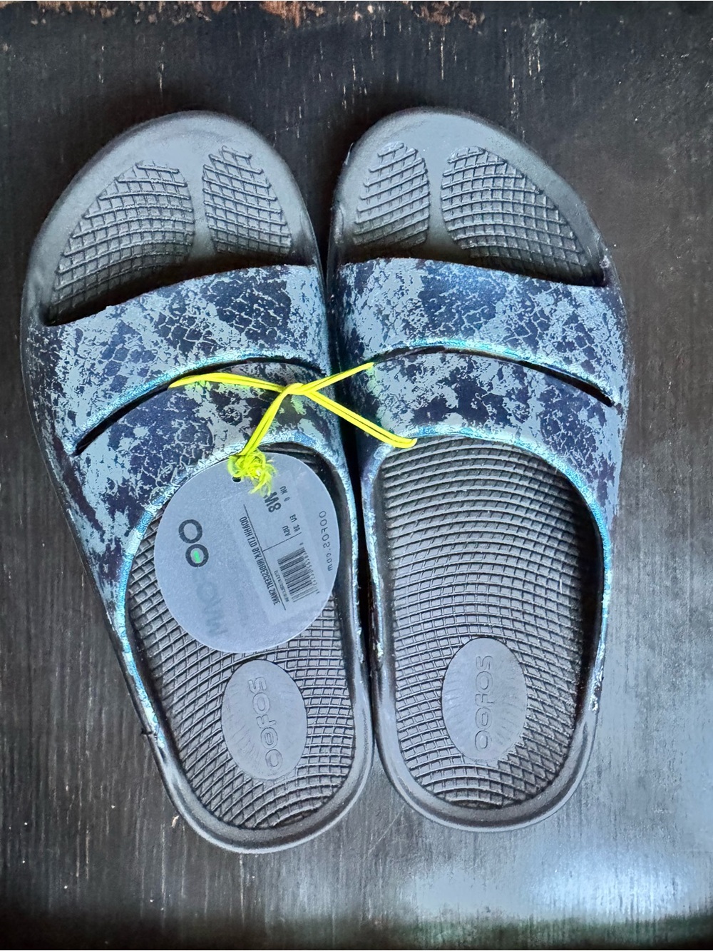 Oofos Slide Sandals - Navy Blue/Gray
